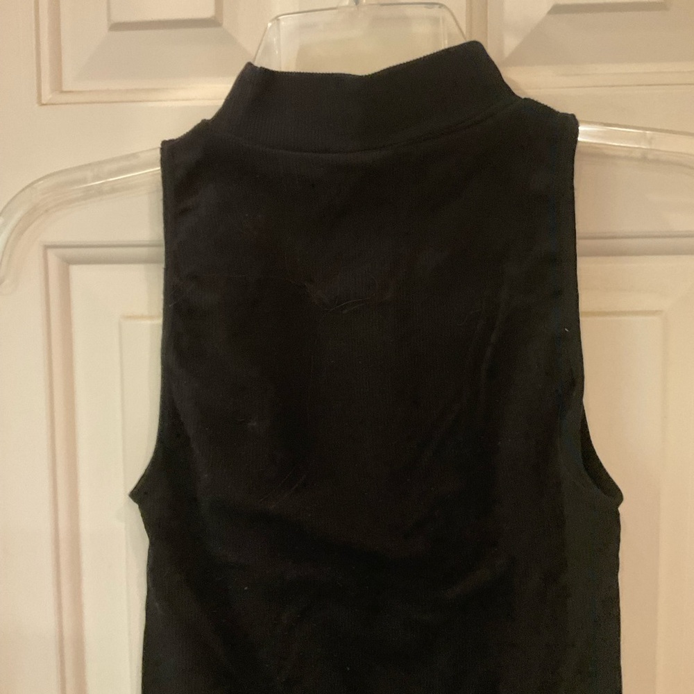 Mock Neck Turtleneck Black Body Suit, Snap Thong Bottom, Like New, Size Small - Picture 5 of 7